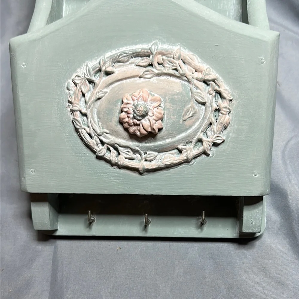 Vintage-Inspired light mint Green and Pink Wall Organizer